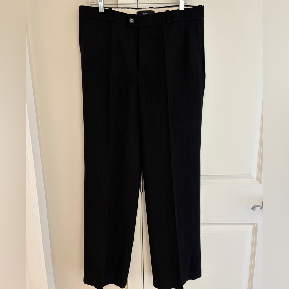 Zara Into The Classics Black Pinstripe Dress Pants Trousers with Wool, Large